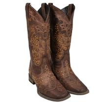 Bota Feminina Country Bordada Bico Quadrado Vimar Lancamento