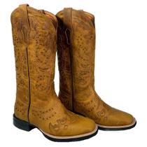 Bota Feminina Country Bordada Bico Quadrado Vimar New
