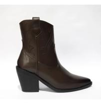 Bota Feminina Country Cano Curto Preta Salto Bloco Texana Estilo Cowgirl