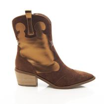 Bota Feminina Country Eva Bicolor com Recortes Salto Baixo