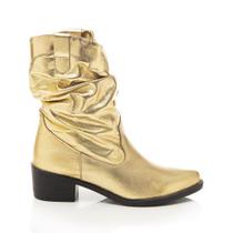 Bota Feminina Country Fabiana Slouch Metalizada Couro Salto Baixo