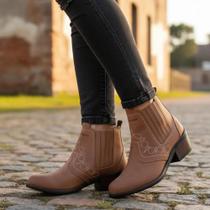 Bota Feminina Country Marca Campolina Nobuck Marrom Claro Cor Rato Costurado 3636