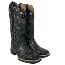 Bota Feminina Country Preta Bordada Bico Quadrado Vimar Lancamento