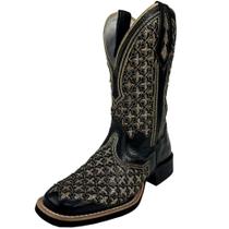Bota Feminina Country Texana Preta Brilho Dourado Nashville Bota Feminina Country Texana Preta Brilho Dourado Nashville