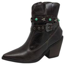 Bota Feminina Country Western Boho Conforto Bico Fino Cacci