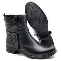 Bota Feminina Couro Bovino Cano Curto Montaria 2150/01 Preto