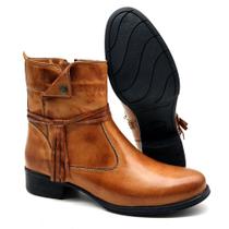 Bota Feminina Couro Bovino Cano Curto Montaria 2150/03 Caramelo