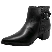 Bota Feminina Couro Cano Baixo Salto Médio Bottero 349306 Bota Feminina Couro Cano Baixo Salto Médio Bottero 349306