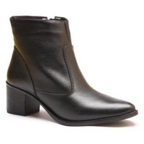 Bota Feminina Couro Cano Curto Bico Fino Salto Moderna Bota Feminina Couro Cano Curto Bico Fino Salto Moderna
