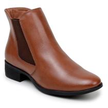 Bota Feminina Couro Cano Curto Elástico Macia Confortável Leve Chique