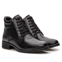 Bota Feminina Couro Cano Curto Fecho Amarração Bota Casual Dia a Dia