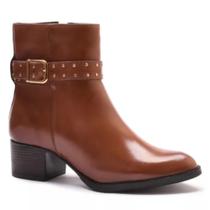 Bota Feminina Couro Cano Curto Salto Baixo Conforto