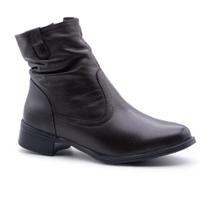 Bota Feminina Couro Cano Curto Zíper Lateral Casual Moderna Bota Feminina Couro Cano Curto Zíper Lateral Casual Moderna