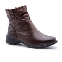 Bota Feminina Couro Cano Curto Zíper Lateral Casual Moderna