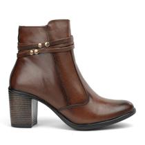 Bota Feminina Couro Cano Médio Classic Salto Alto Zíper Lateral