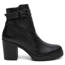 Bota Feminina Couro Casual Cano Médio Fivela Salto Tratorado Bota Feminina Couro Casual Cano Médio Fivela Salto Tratorado