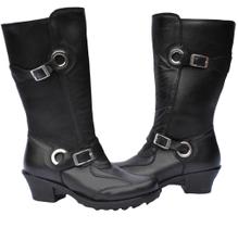 Bota Feminina Couro Confort Cano Alto Salto Mondeo 3535