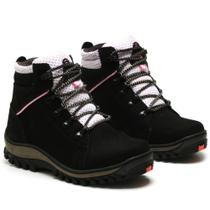 Bota Feminina Couro Coturno Adventure Cano Médio Conforto