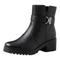 Bota Feminina Couro Detalhe Metalizado Salto Baixo Bottero