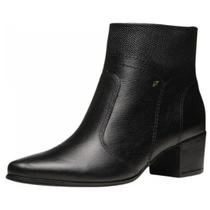Bota Feminina Couro Elegante Confortavel Salto Baixo Pegada