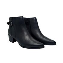 Bota Feminina Couro Fivela Lateral - Preto - Bottero Preto