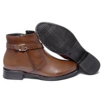 Bota Feminina Couro Fivela Linha Estilo Premium Cor Marrom Bota Feminina Couro Fivela Linha Estilo Premium Cor Marrom