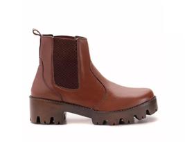 Bota Feminina Couro Floater Tratorada Chelsea Inverno