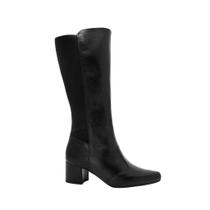 Bota Feminina Couro Legítimo Ramarim Cano Longo Salto Bloco Country Moderna Original PTO-PTO 36 Bota Feminina Couro Legítimo Ramarim Cano Longo Salto Bloco Country Moderna Original PTO-PTO 36