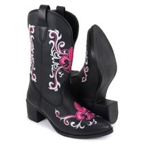 Bota Feminina Couro Legítimo Texana Bico Fino Bordada Bota Feminina Couro Legítimo Texana Bico Fino Bordada