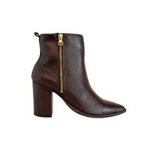 Bota Feminina Couro Legítimo Western Cano Curto Bico Fino Country Texana Marrom Original