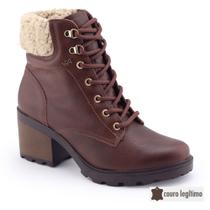 Bota Feminina Couro Natural Via Marte 21-5904 Salto Bloco