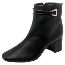 Bota Feminina Couro Salto Bloco Cano Baixo Salto Médio Cacci Bota Feminina Couro Salto Bloco Cano Baixo Salto Médio Cacci