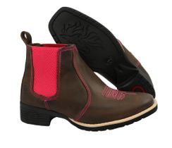 Bota Feminina Couro Texana Bico Quadrado Tulsa Pink