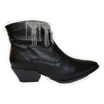 Bota Feminina Couro Western Orcade Com Franja Strass 95517