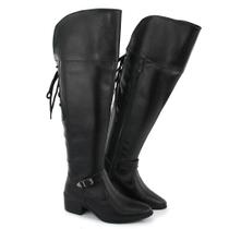 Bota Feminina Coxa Acima Do Joelho Estilo Montaria Cano Alto 11503 Preto