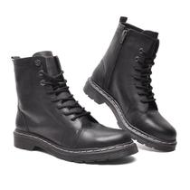 Bota Feminina Cravo e Canela Coturno Couro Preta - 85653C Bota Feminina Cravo e Canela Coturno Couro Preta - 85653C