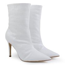 Bota feminina croco cano curto salto bloco/fino Bota feminina croco cano curto salto bloco/fino