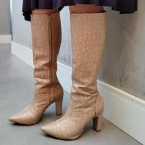 Bota Feminina Croco Salto Alto 247604 Bota Feminina Croco Salto Alto 247604