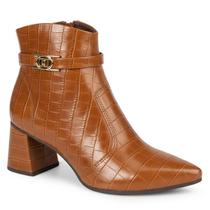 Bota Feminina Dakota Salto Bloco Cano Curto Bico Fino D2751 Cor:CarameloTamanho:35