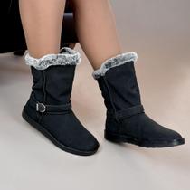 Bota feminina de Cano baixo camurça Pelinho Bota feminina de Cano baixo camurça Pelinho