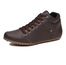 Bota Feminina de Couro Cano curto salto baixo cor café
