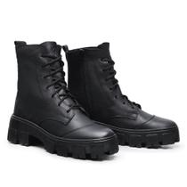 Bota Feminina de Couro Coturno Feminino Valentina Plataforma Cor Black Bota Feminina de Couro Coturno Feminino Valentina Plataforma Cor Black