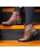 Bota Feminina De Couro Legitimo Cano Baixo Zíper Lateral Confortável Leve Macia Casual Moderna