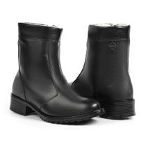 Bota Feminina de Inverno para Neve em Couro em Lã Impermeáv