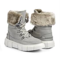 Bota Feminina de Inverno para Neve em Couro em Lã Impermeáv