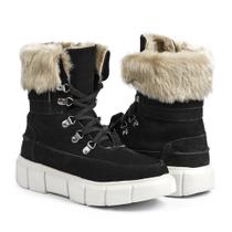 Bota Feminina de Inverno para Neve em Couro em Lã Impermeáv
