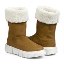 Bota Feminina de Inverno para Neve em Couro em Lã Impermeáv