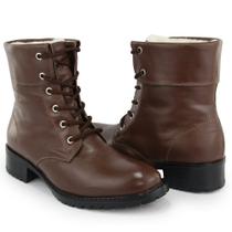 Bota Feminina de Inverno para Neve em Couro em Lã Impermeáv