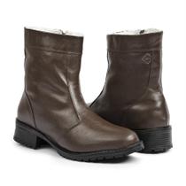 Bota Feminina de Inverno para Neve em Couro em Lã Impermeáv