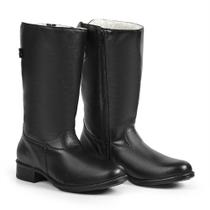 Bota Feminina de Inverno para Neve em Couro em Lã Impermeáv
